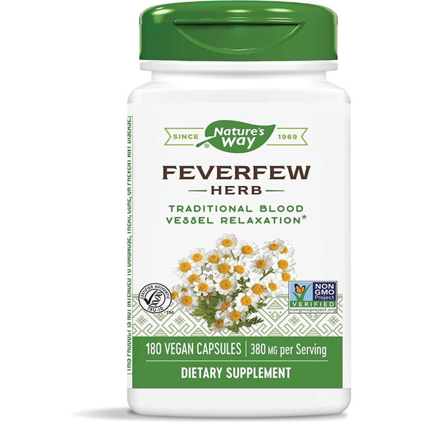 Nature's Way Feverfew Herb 380mg 180 Vegan Capsules | Premium Supplements at MYSUPPLEMENTSHOP