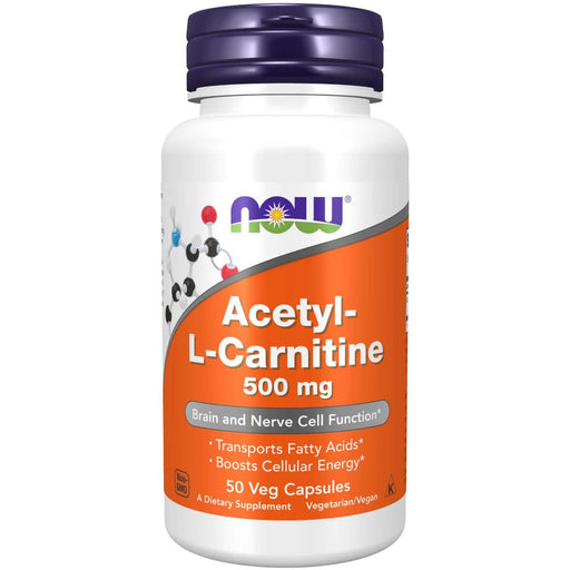 NOW Foods Acetyl-L Carnitine 500 mg 50 Veg Capsules | Premium Supplements at MYSUPPLEMENTSHOP