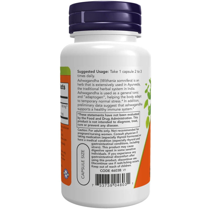 NOW Foods Ashwagandha 450 mg 90 Veg Capsules | Premium Supplements at MYSUPPLEMENTSHOP