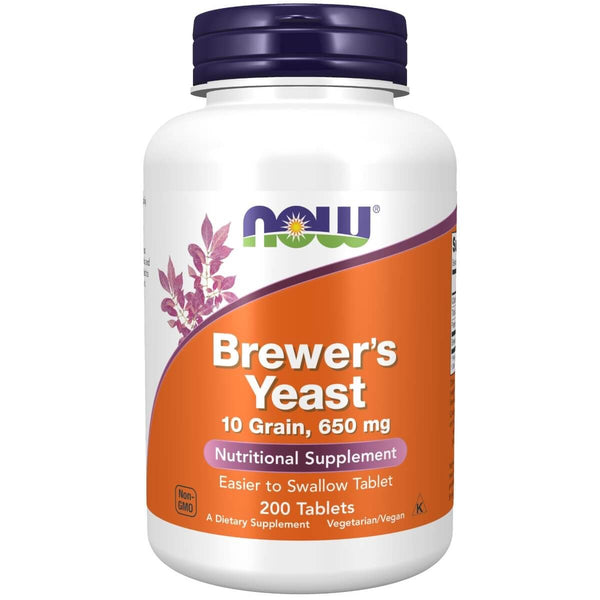 NOW Foods Brewer's Yeast 650 mg 200 Tablets - Health and Wellbeing at MySupplementShop by NOW Foods