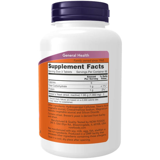 NOW Foods Brewer's Yeast 650 mg 200 Tablets - Health and Wellbeing at MySupplementShop by NOW Foods