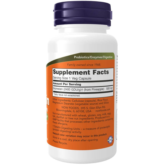 NOW Foods Bromelain 2,400 GDU/g - 500 mg 60 Veg Capsules | Premium Supplements at MYSUPPLEMENTSHOP