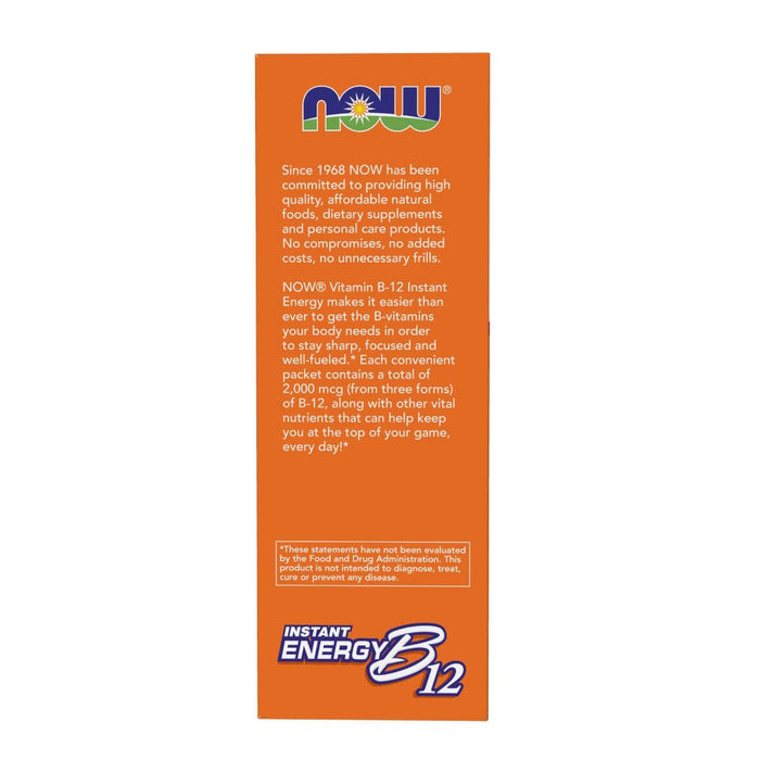 NOW Foods Instant Energy B-12 2,000 mcg 75 Packets (2.65oz) | Premium Supplements at MYSUPPLEMENTSHOP