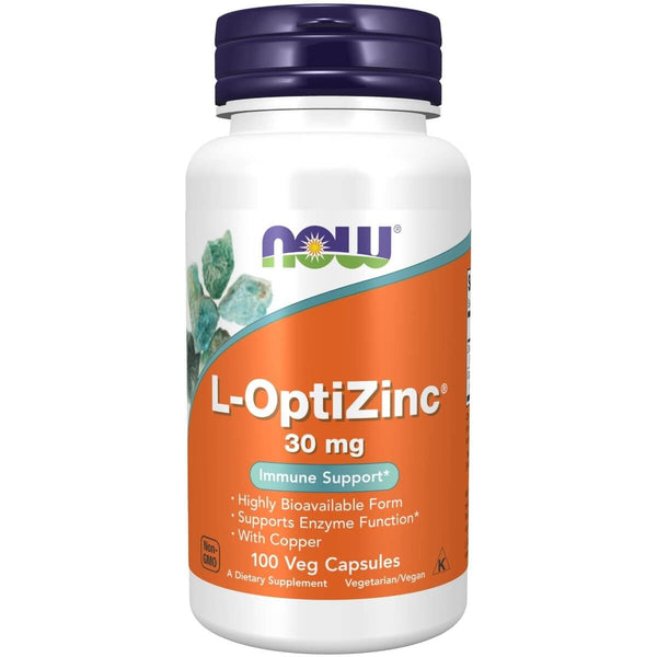 NOW Foods L-OptiZinc 30 mg 100 Veg Capsules | Premium Supplements at MYSUPPLEMENTSHOP