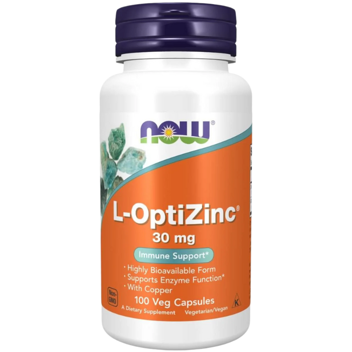 NOW Foods L-OptiZinc 30 mg 100 Veg Capsules