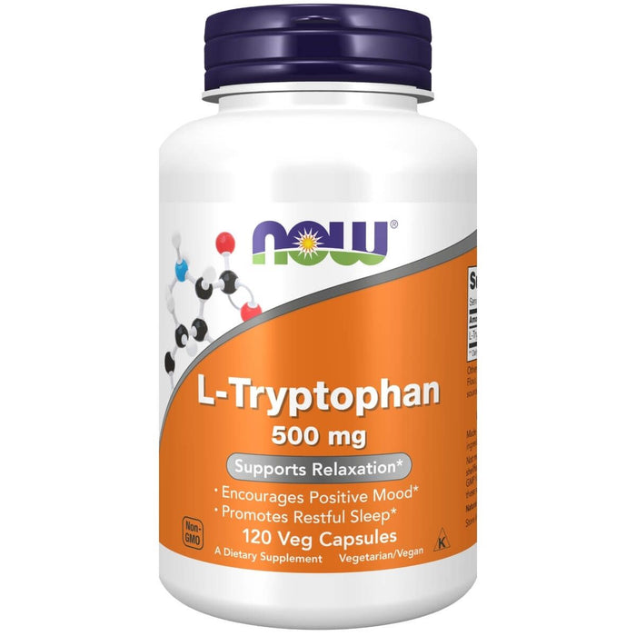 NOW Foods L-Tryptophan 500 mg 120 Veg Capsules - Amino Acids and BCAAs at MySupplementShop by NOW Foods