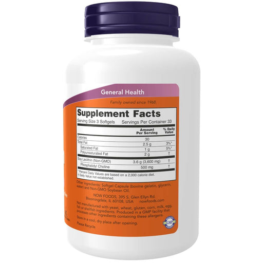 NOW Foods Lecithin 1,200 mg 100 Softgels - Health and Wellbeing at MySupplementShop by NOW Foods