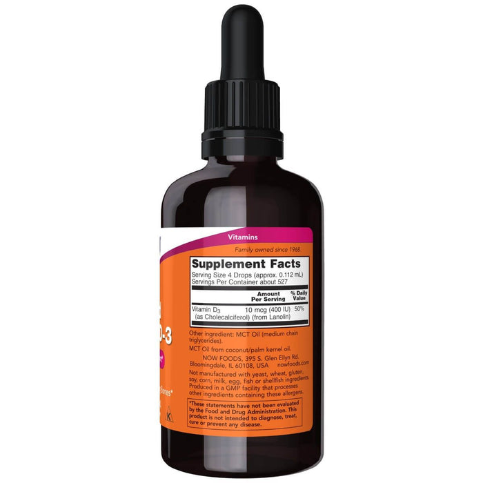 NOW Foods Liquid Vitamin D-3 2oz (59ml) | Premium Supplements at MYSUPPLEMENTSHOP