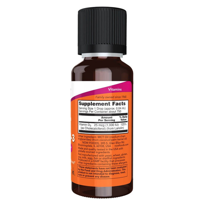 NOW Foods Liquid Vitamin D-3, Extra Strength 1oz (30ml) | Premium Supplements at MYSUPPLEMENTSHOP