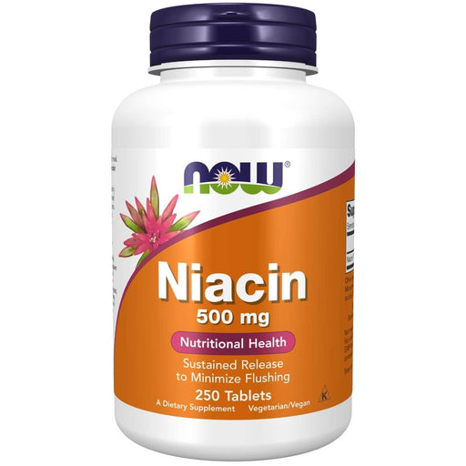 NOW Foods Niacin (Vitamin B-3) 500 mg Sustained Release 250 Tablets | Premium Supplements at MYSUPPLEMENTSHOP