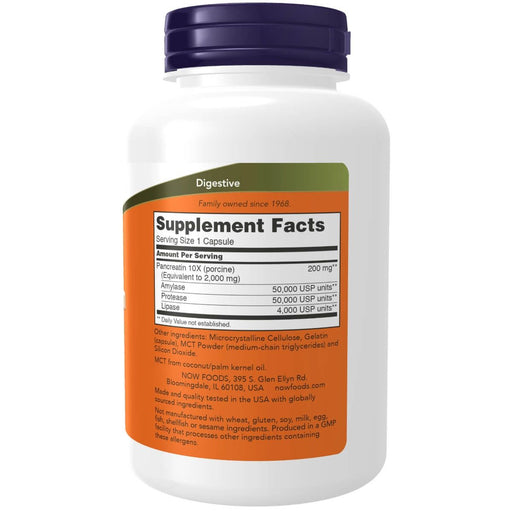 NOW Foods Pancreatin 2000 (250 Capsules) | Premium Supplements at MYSUPPLEMENTSHOP