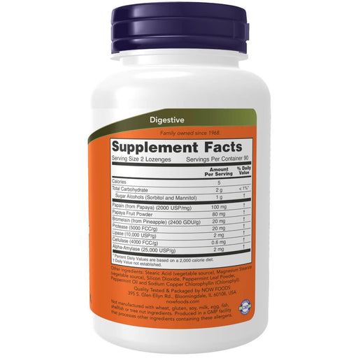 NOW Foods Papaya Enzyme 180 Chewable Lozenges - Health and Wellbeing at MySupplementShop by NOW Foods