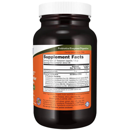 NOW Foods Probiotic-10 Powder 50 Billion 2oz | Premium Supplements at MYSUPPLEMENTSHOP