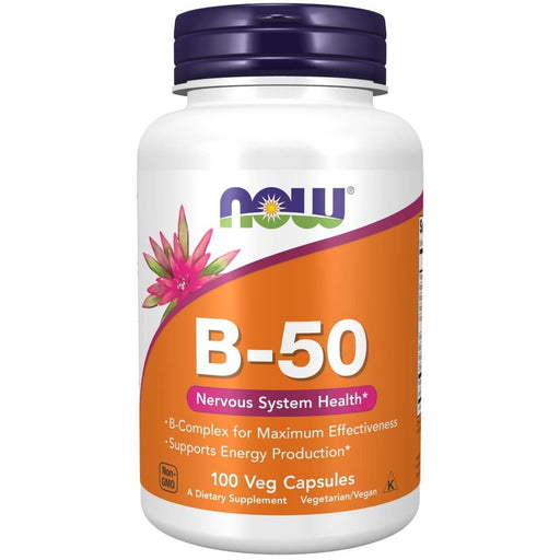 NOW Foods Vitamin B-50 mg 100 Veg Capsules | Premium Supplements at MYSUPPLEMENTSHOP