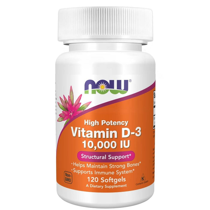 NOW Foods Vitamin D-3 10,000 IU 120 Softgels - Immune Support at MySupplementShop by NOW Foods