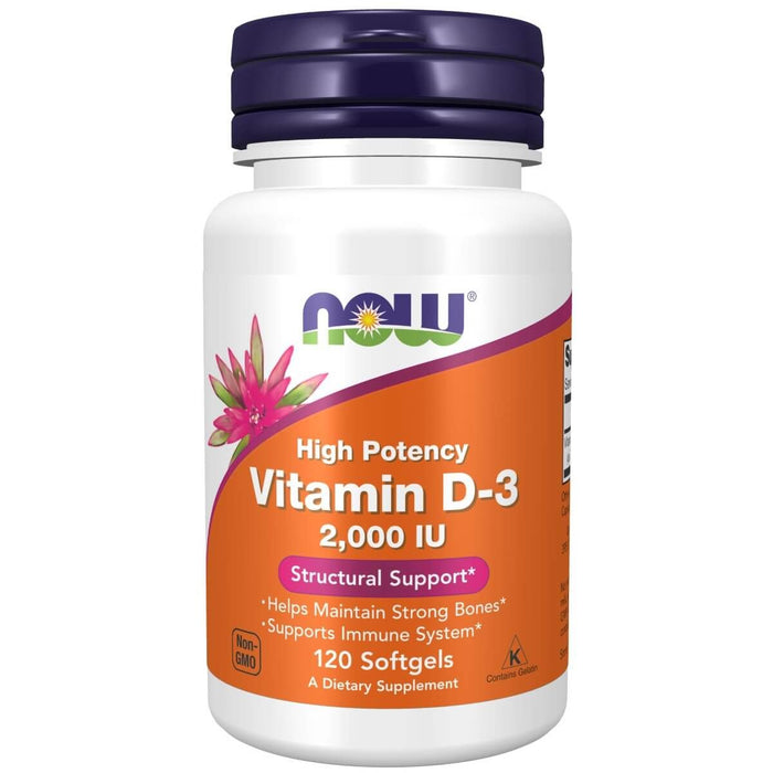 NOW Foods Vitamin D-3 2,000 IU 120 Softgels - Vitamins & Minerals at MySupplementShop by NOW Foods