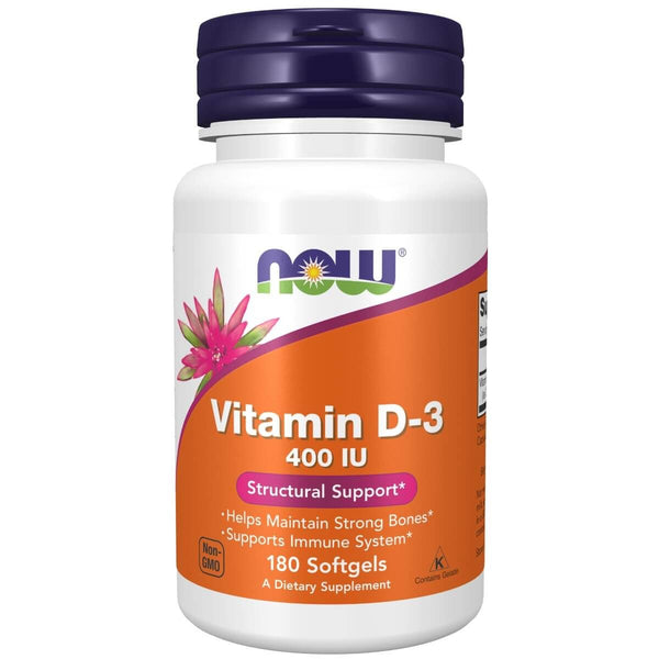 NOW Foods Vitamin D-3 400 IU 180 Softgels - Vitamins & Minerals at MySupplementShop by NOW Foods