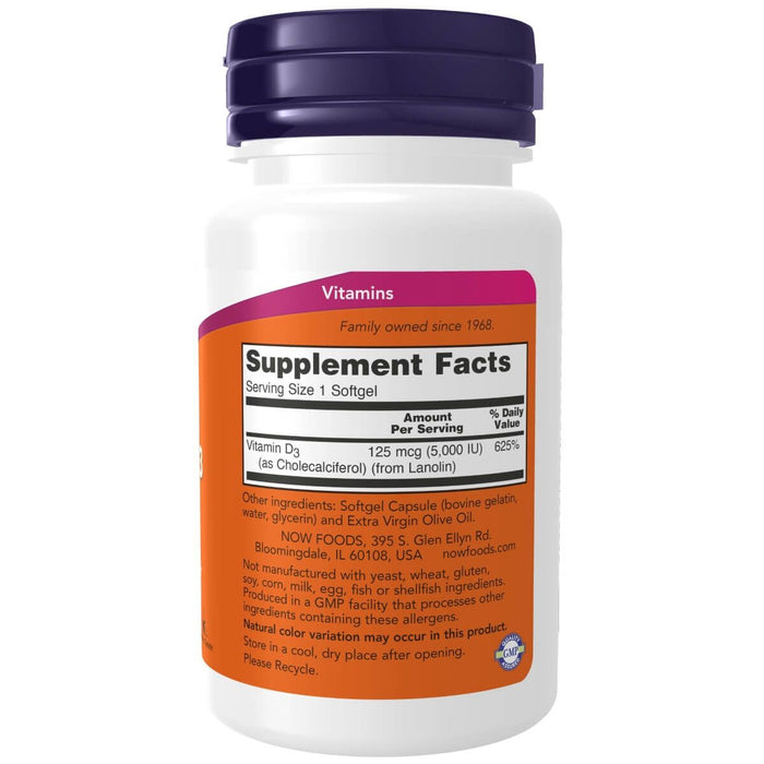 NOW Foods Vitamin D-3 5,000 IU 120 Softgels | Premium Supplements at MYSUPPLEMENTSHOP