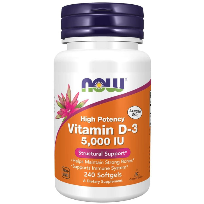 NOW Foods Vitamin D-3 5,000 IU 240 Softgels - Vitamins & Minerals at MySupplementShop by NOW Foods