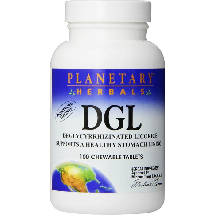 Planetary Herbals DGL (Deglycyrrhizinated Licorice) 100 Chewable Tablets - Digestive Health at MySupplementShop by Planetary Herbals