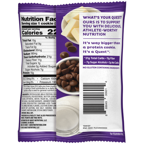 Quest Nutrition Cookie 12x59g Double Chocolate Chip - Protein Bars at MySupplementShop by Quest Nutrition