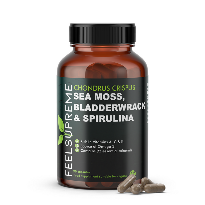 Feel Supreme Seamoss with Bladderwrack and Spirulina | Detox Blend 90Veg Caps - Sports Supplements at MySupplementShop by Feel Supreme