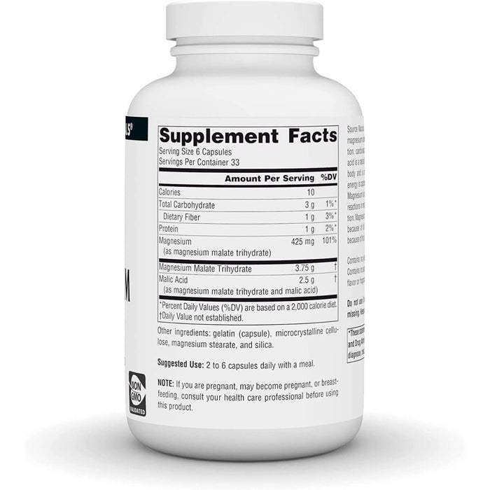 Source Naturals Magnesium Malate 625mg 200 Capsules | Premium Supplements at MYSUPPLEMENTSHOP