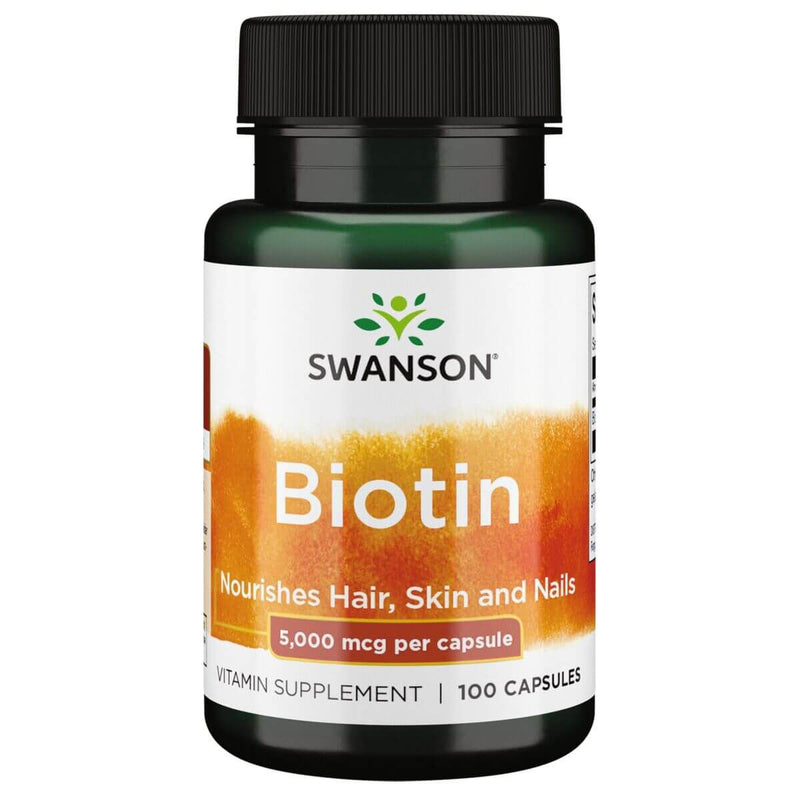 Swanson Biotin 5,000 mcg 100 Capsules - Health and Wellbeing at MySupplementShop by Swanson