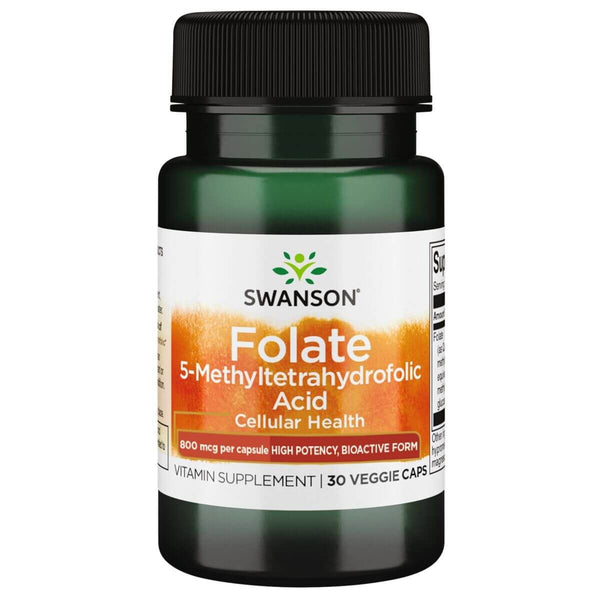 Swanson Folate 5-Methyltetrahydrofolic Acid 800 mcg (1,360 mcg DFE) 30 Veg Caps at MySupplementShop.co.uk