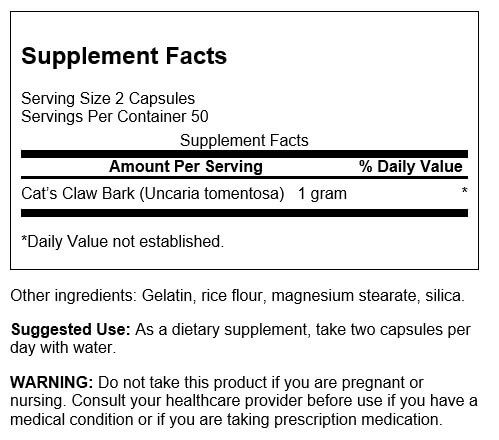 Swanson Full Spectrum Cat's Claw 500mg 100 Capsules - Joint Support at MySupplementShop by Swanson