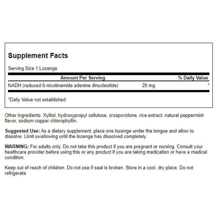 Swanson NADH 20mg 30 Peppermint Lozenges | Premium Supplements at MYSUPPLEMENTSHOP.co.uk