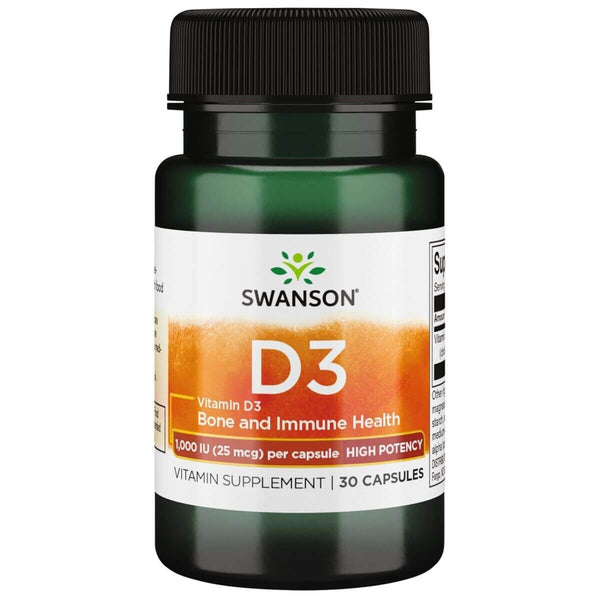 Swanson Vitamin D3 High Potency 1,000 IU (25 mcg) 30 Capsules - Supplements at MySupplementShop by Swanson