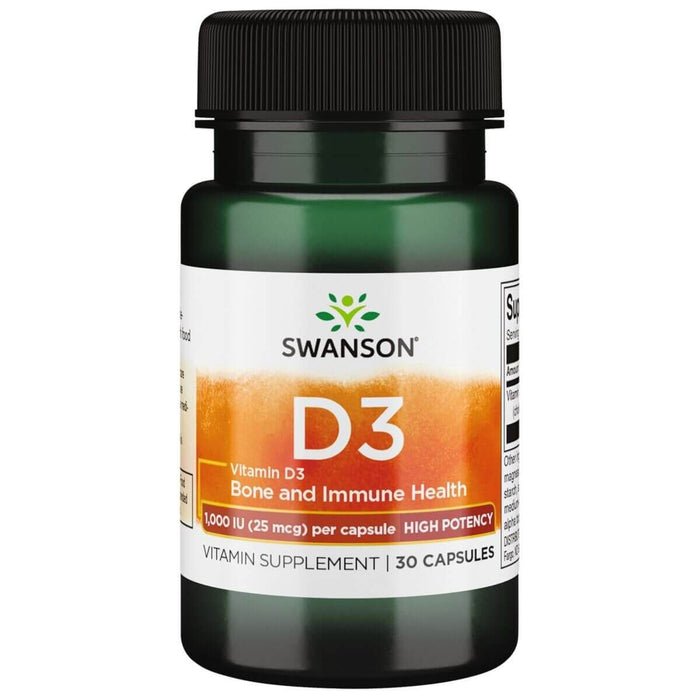 Swanson Vitamin D3 High Potency 1,000 IU (25 mcg) 30 Capsules - Supplements at MySupplementShop by Swanson