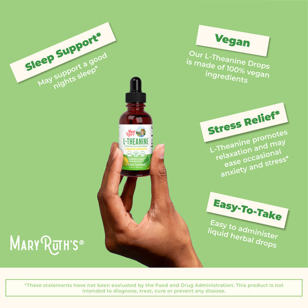 MaryRuth Organics L-Theanine Liquid Drops, Lemon Lime - 60ml