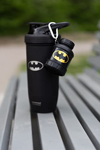 Smartshake Justice League Whey2Go Batman Protein Powder Storage Container 50g - BPA Free Shaker Bottle Funnel for Whey Protein Powder + Protein Shakes 110ml DC Comics Batman Gifts for Men | High-Quality Supplement Shakers | MySupplementShop.co.uk