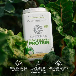 Sunwarrior Clean Greens Protein 175g Tropical Vanilla | High-Quality Sports Nutrition | MySupplementShop.co.uk