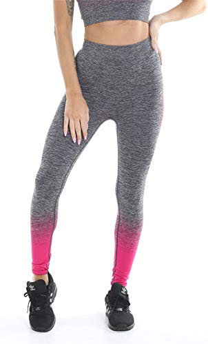 Gold's Gym UK Women's GGLPNT133 Gradient Ombre Training Workout Seamless High Waist Legging Pink/Charcoal Marl M/L - Default Title - Sports Nutrition at MySupplementShop by Gold's Gym