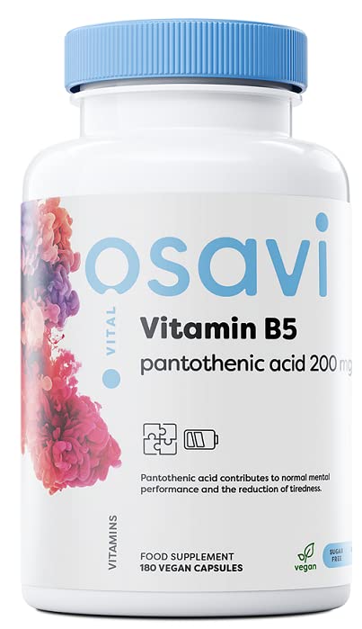 Osavi Vitamin B5 Pantothenic Acid, 200mg - 180 vegan caps | High-Quality Vitamin B6 | MySupplementShop.co.uk