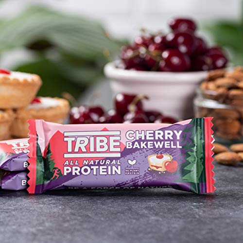 TRIBE Natural Plant Protein Bar - Cherry Bakewell - Vegan Gluten & Dairy Free (16 x 46g) | High-Quality Health Foods | MySupplementShop.co.uk