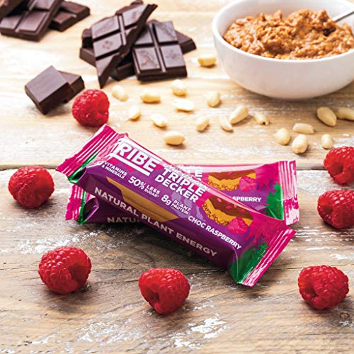 Tribe Nut Butter Triple Decker Plant Protein Bar  12x40g Choc Raspberry - Protein Bars at MySupplementShop by Tribe