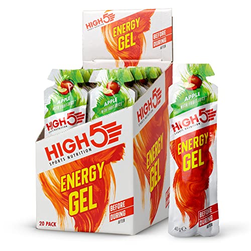 HIGH5 Energy Gel Quick Release Energy On The Go From Natural Fruit Juice (Apple 20 x 40g) | High-Quality Nutrition Bars & Drinks | MySupplementShop.co.uk