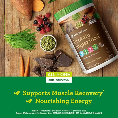 Amazing Grass Protein Superfood Organic Vegan Protein Powder with Fruit and Vegetables Original Flavour 12 servings 360 g | High-Quality Vegan Proteins | MySupplementShop.co.uk