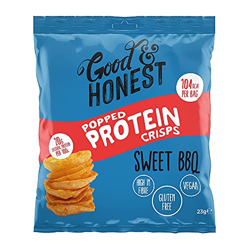 Good & Honest Popped Protein Crisps 24x23g Sweet BBQ | High-Quality Sports Nutrition | MySupplementShop.co.uk