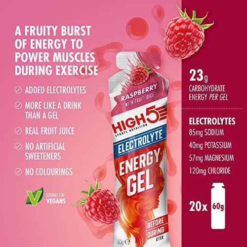 HIGH5 Energy Gel Electrolyte 20x60g Raspberry | High-Quality Sports Nutrition | MySupplementShop.co.uk