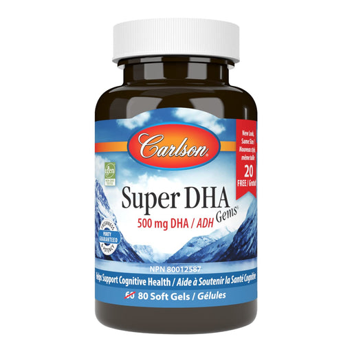 Carlson Labs Super DHA Gems, 500mg - 60 + 20 softgels | High-Quality DHA | MySupplementShop.co.uk