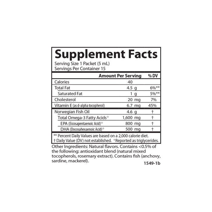 Carlson Labs The Very Finest Fish Oil - 1600mg Omega-3s, Natural Lemon (Pouch of Packets) - 15 x 5 ml. - Fish Oils at MySupplementShop by Carlson Labs