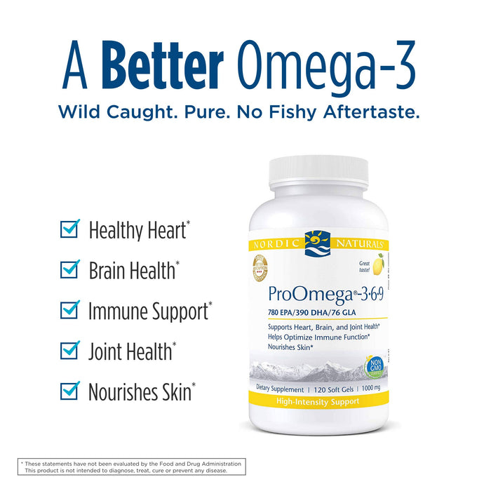 Nordic Naturals ProOmega 3-6-9, Lemon - 120 softgels | High-Quality Joint Support | MySupplementShop.co.uk