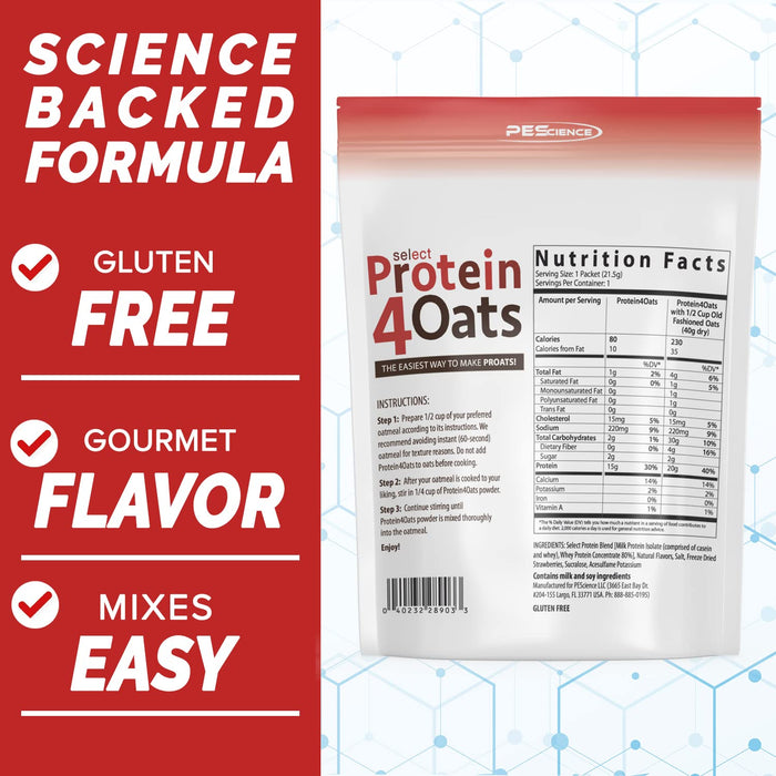 PEScience Protein4Oats, Strawberries & Cream - 258 grams | High-Quality Protein | MySupplementShop.co.uk