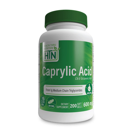 Health Thru Nutrition Caprylic Acid, 600mg - 200 softgels | High-Quality Combination Multivitamins & Minerals | MySupplementShop.co.uk