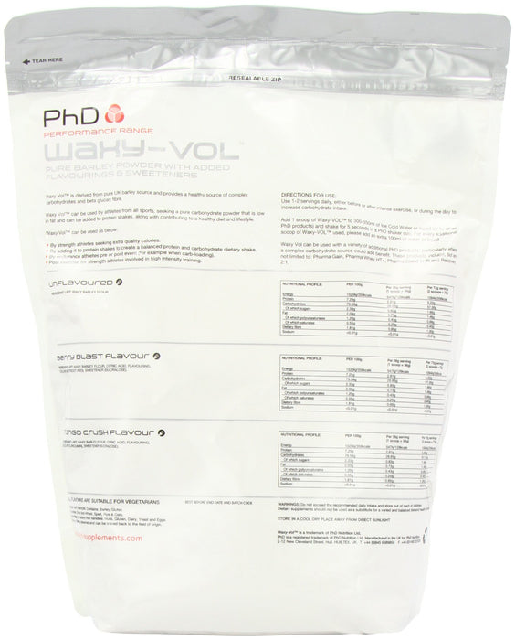 PhD Waxy Vol, Berry Blast - 2000 grams | High-Quality Weight Gainers & Carbs | MySupplementShop.co.uk